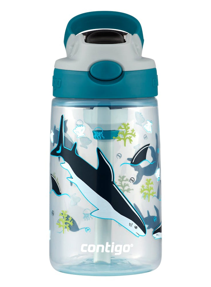 Contigo® Kids Straw Water Bottle with AUTOSPOUT® Lid, 14oz - Sharks 2 [vpsxr]